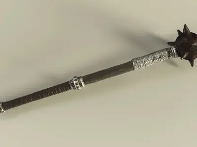 Morningstar sword with spikes Low-poly 3D model