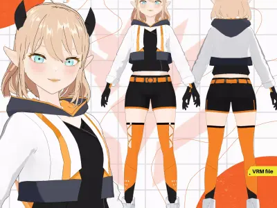 VRM SCIFI DEMON GIRL CYBERPUNK ANIME SUCCUBUS ELF VTUBER 3D model