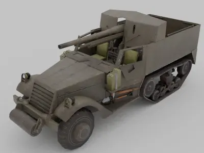 M3 GMC 75mm Halftrack Low-poly 3D model