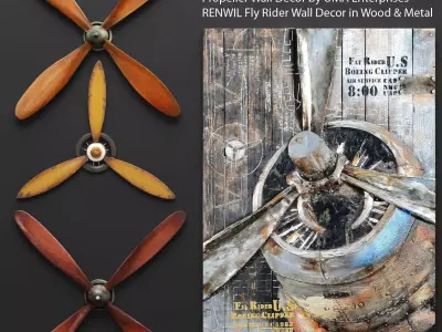 Set propeller 3D two wooden propellers 3D model