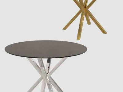 Table X two round tables with metal legs and glass tops Free 3D model