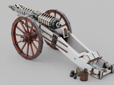 O Kit 01 Cannon Kit 03 of 05 dragon bone cannon Low-poly 3D model