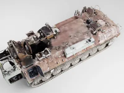 russian MT-LB armored vehicle destroyed by Ukrainian army 3D model