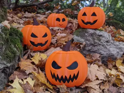 Jack-o-Lantern Pumpkin Set STL Free 3D print model