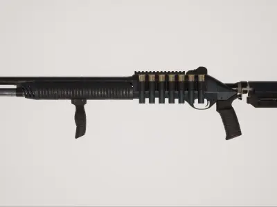 Shotgun 1 Used Low-poly 3D model