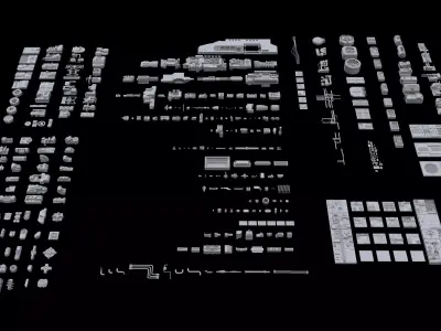 Scifi Greeble Kitbash 3D model