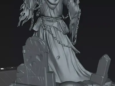 Zombie Necromancer of the Forgotten Grave STL Miniature 3D print model