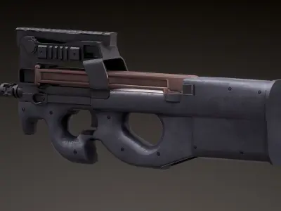 FN P90 Rigged PBR Low-poly 3D model