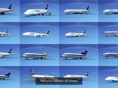 36 Lufthansa Jetliners 3D Model Collection