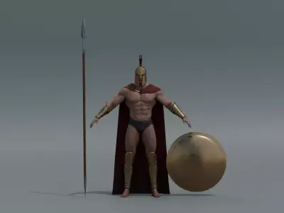 Spartan warrior Low-poly 3D model