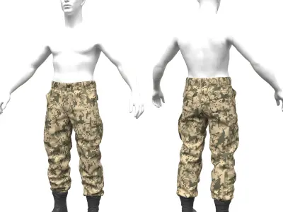 Military Cargo Pants -Marvelous designer 3D model