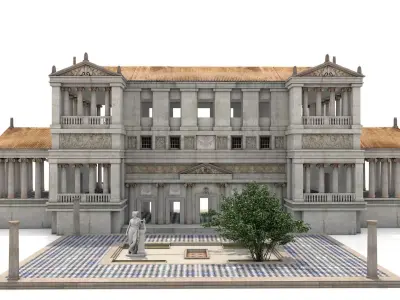 Modular Classical Building with Interiors Architecture PBR 3D model