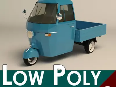 Low Poly Three Wheeled Pickup Low-poly 3D model