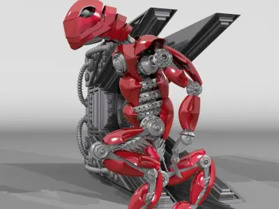 ROBOT DINOSAUR RIGGED AND ANIMATED Low-poly 3D model