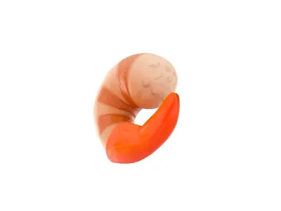 Low Poly Shrimp orange and striped toy Low-poly 3D model