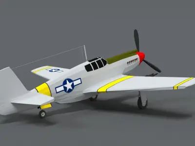 Low Poly Cartoon North American P-51 Mustang Low-poly 3D model