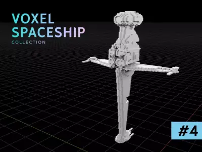 3D VOXEL SPACESHIP Collection 4 3D model