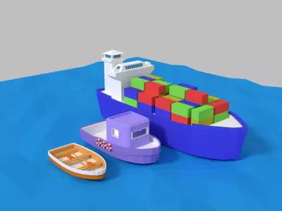 low poly ships pack Low-poly 3D model