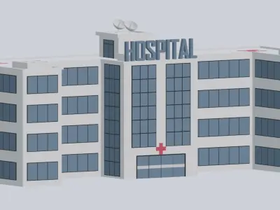 Caortoon Hospital Building Low-poly 3D model