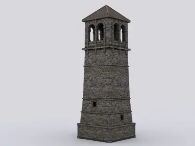 lighthouse stone tower Low-poly 3D model