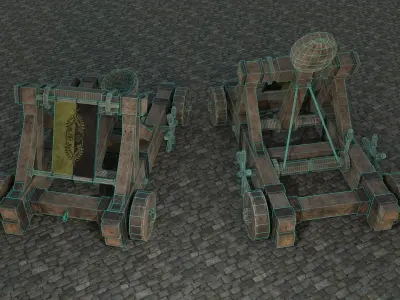 Medieval Catapult low-poly PBR Low-poly 3D model
