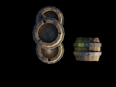 Wooden Barrels Low Poly and Game Ready Free low-poly 3D model