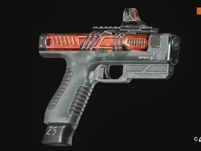 Cyberpunk Handguns Low-poly 3D model