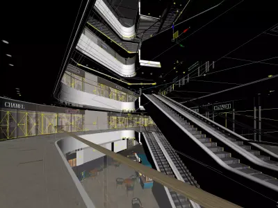 Shopping Mall interior Low-poly 3D model