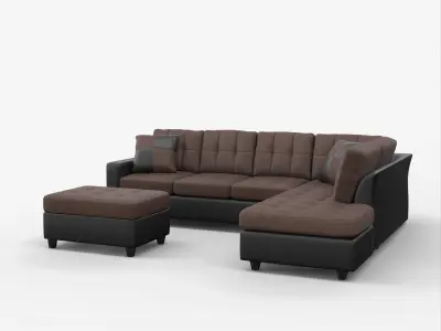 Mallory Tufted Upholstered Sectional Free 3D model