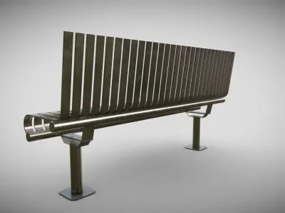 Outdoor Metalic Bench  Low-poly 3D model