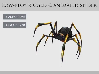 animated spider Low-poly 3D model