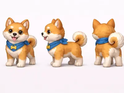 Cartoon Dog 3D model 8