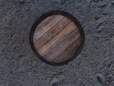 Wooden barrel Low-poly 3D model 38
