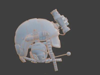 Tactical Military Helmet 3D Model With Night Vision Mic Goggles 3D model