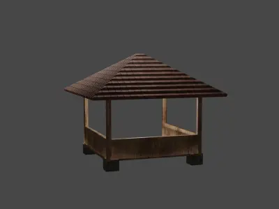 Gazebo wooden Low-poly 3D model buy