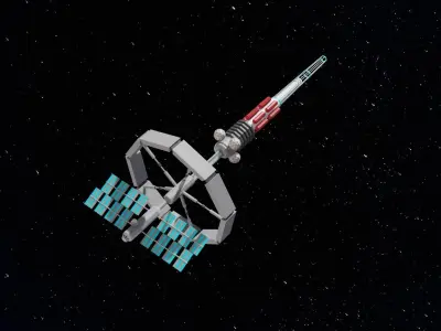 Orbital spaceship Low-poly 3D model