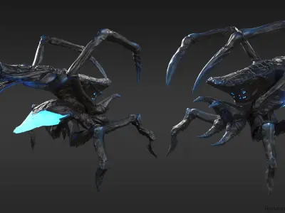 Arachnid group of spiders Low-poly 3D model