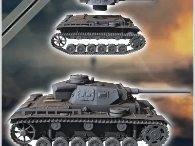 Panzer III Ausf L - miniatures tabletop scenery 3D print model