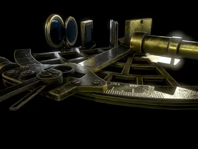 Antique Sextant Instrument Low-poly 3D model