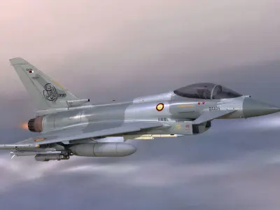 Qatar EuroFighter Typhoon Fully Rigged-High Resolution Cocpit Low-poly 3D model