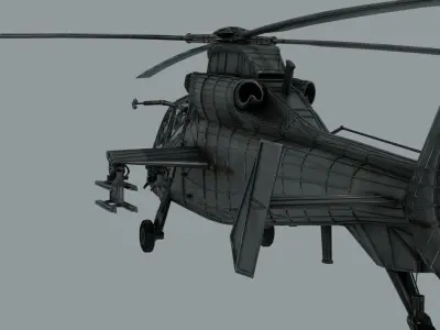 Harbin Z-19 attack helicopter Low-poly 3D model
