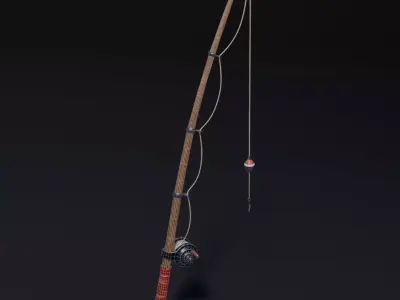 Fishing Rod - PBR Textures - Game Ready Low-poly 3D model