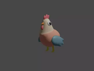 Hen Low Poly Rigged Low-poly 3D model