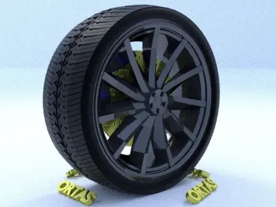 ORTAS CAR RIM 56 GAME READY RIM TIRE AND DISC 3D model