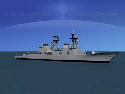 Destoyer DDG 993 USS Kidd 3D model