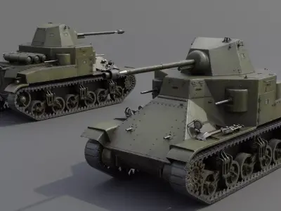 M2E2 Flamethrower Medium Tank Low-poly 3D model