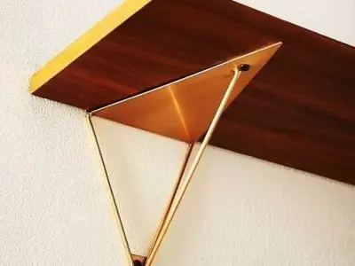 chair triangular shelf made of brass and wood Free 3D model