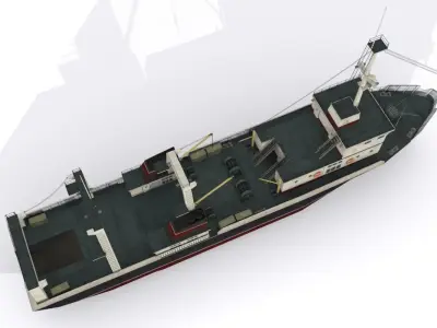 Trawler fishing boat Low-poly 3D model