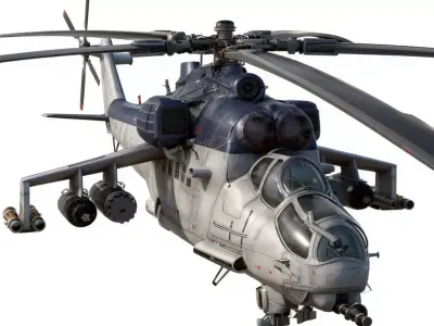 Low-Poly Attack Helicopter Mil Mi-24 Hind 3D model