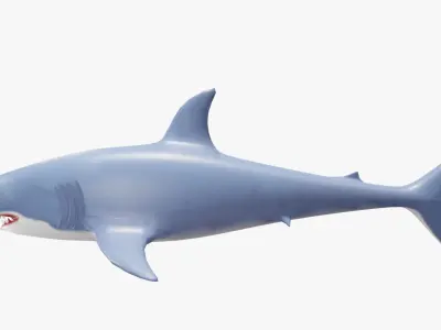 Cartoon Great White Shark Low-poly 3D model